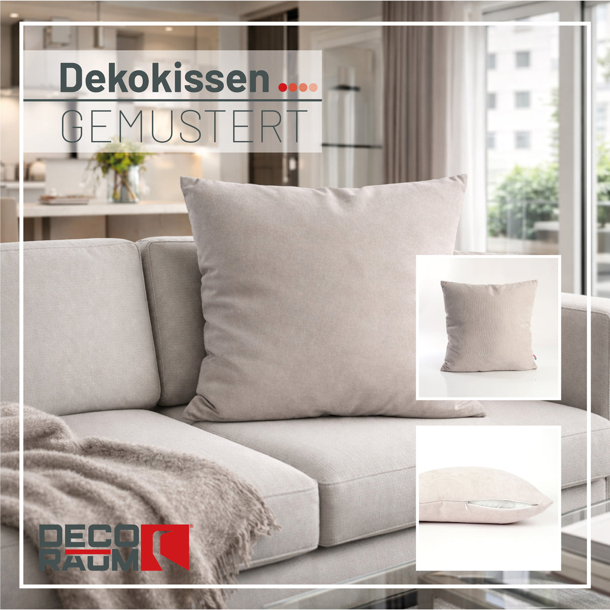 Dekokissen Uni Hellgrau 45x45 cm mit Füllung | OEKO-TEX®