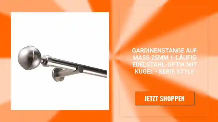 Sento Gardinenstange 180 Cm - Edelstahl Optik, 25 Mm, 1-läufig, Albana